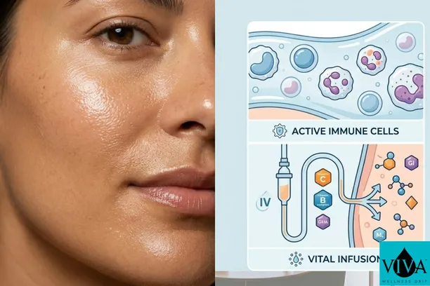 The connection between IV nutrient therapy, immune system strengthening, and skin cellular health.
