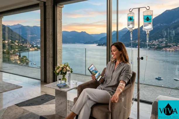 IV drip Lake Como, Italy service in a luxury lakeside villa