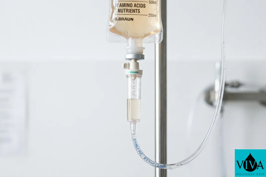 Pharmaceutical-grade IV drip nutrition flowing through tubing representing the science of intravenous vitamin therapy