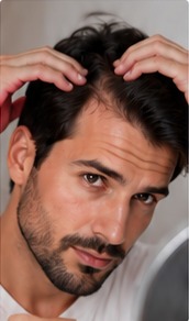 Man checking his hairline